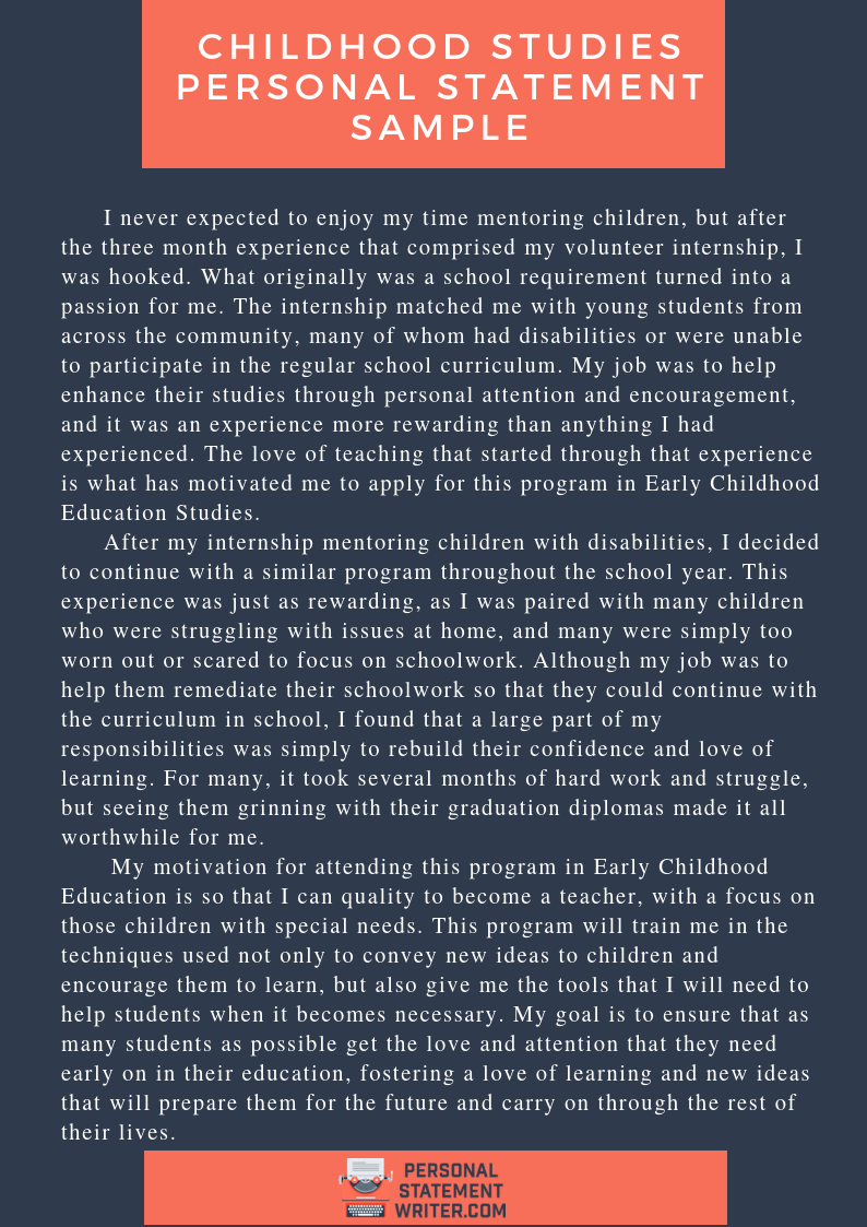 personal statement in childcare