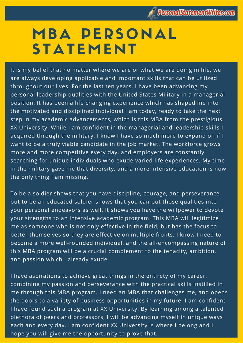 personal statement university mba