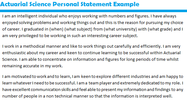 personal statement actuarial science sample
