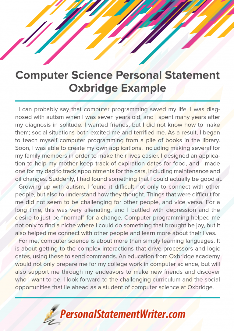 bachelor's degree computer science personal statement
