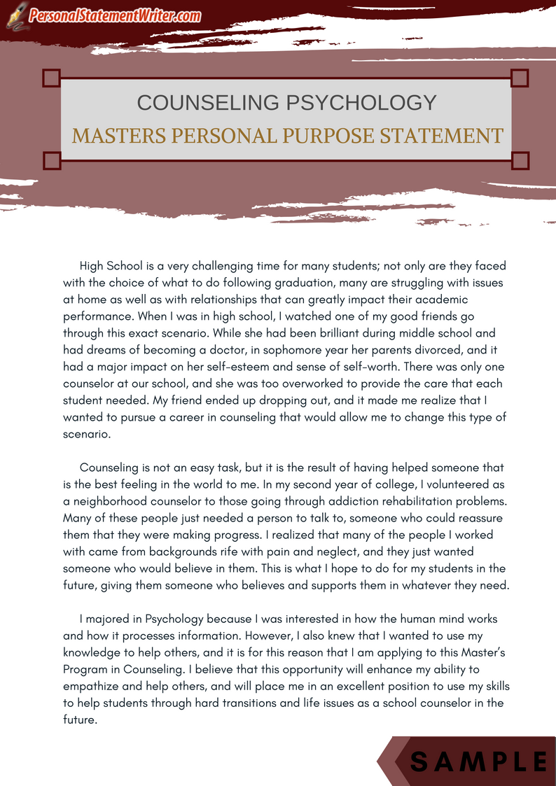mental health masters personal statement examples