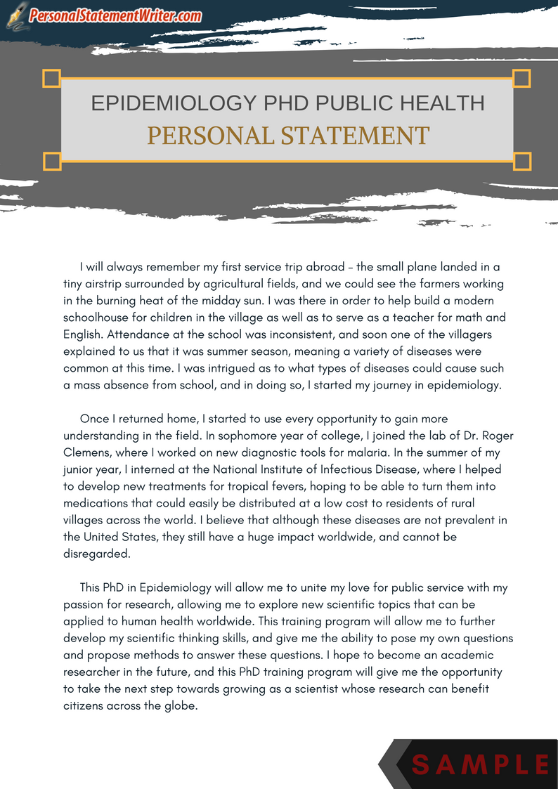 phd public health personal statement