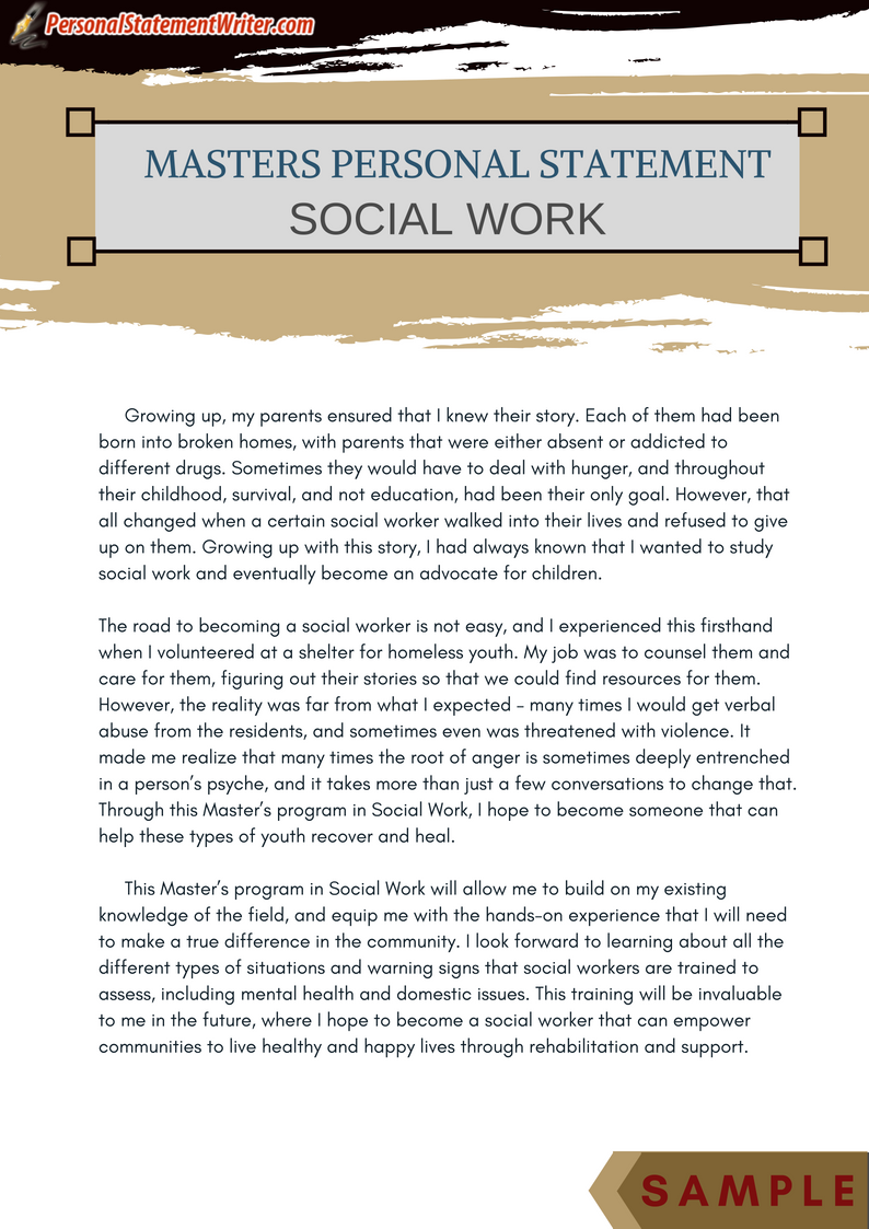 social work personal statement masters