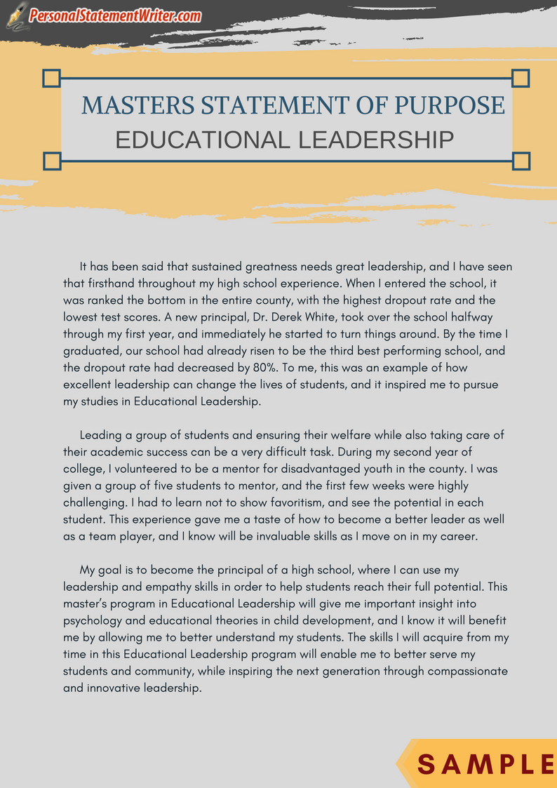 master's of education personal statement example