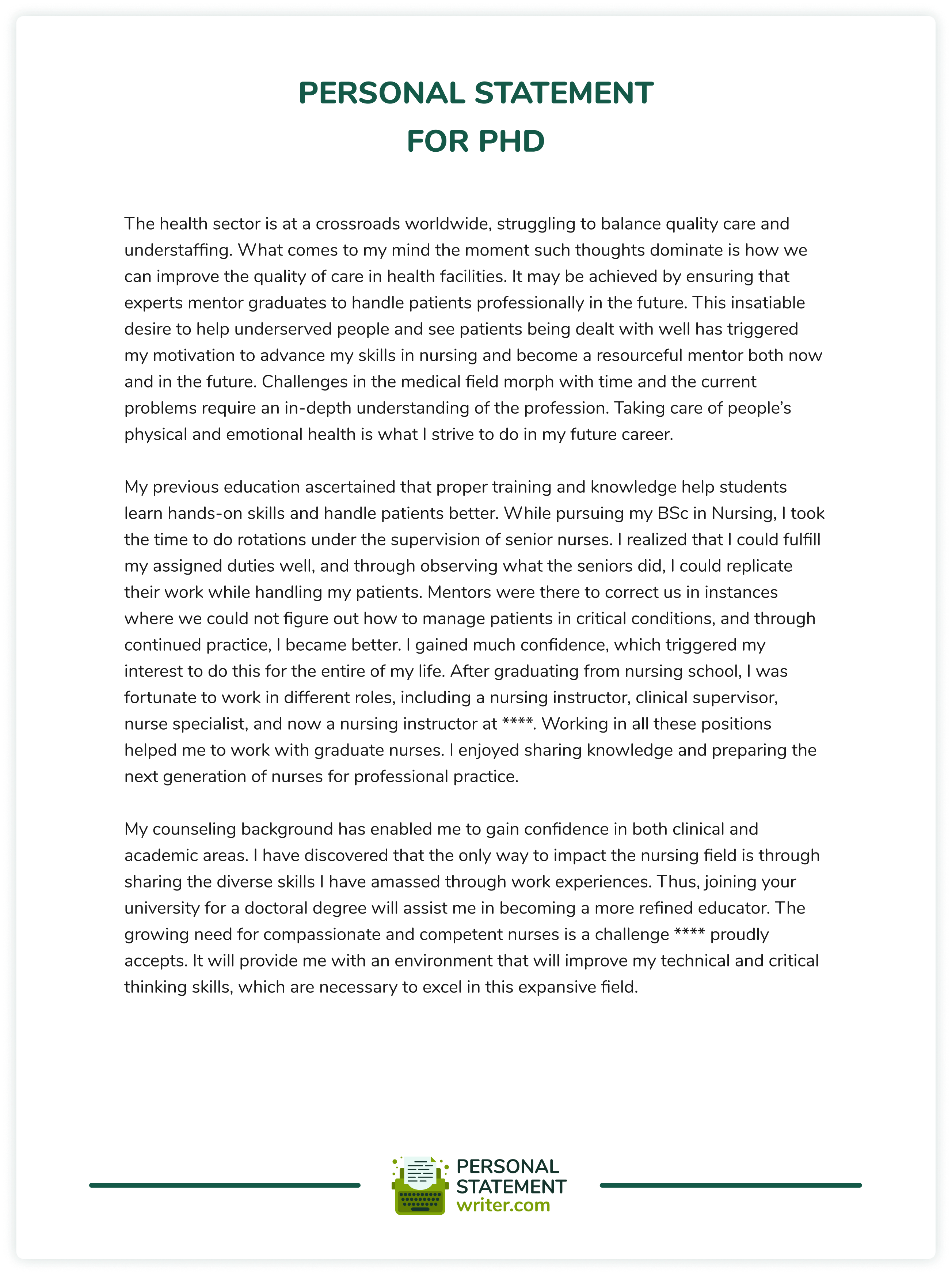 university personal statement postgraduate