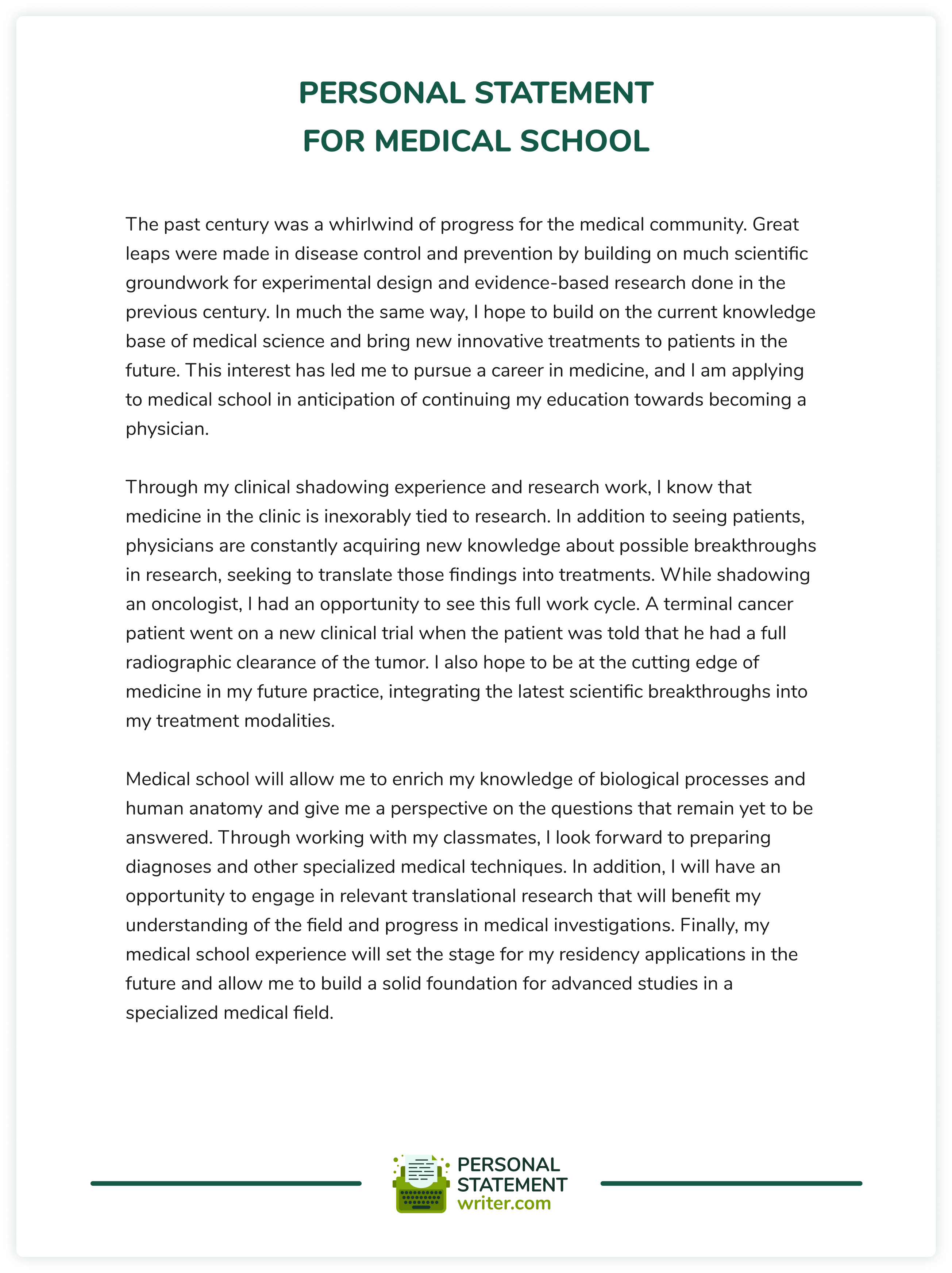 biomedical science graduate personal statement